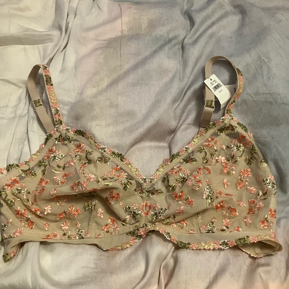 Floral Embroidered Mesh Bralette